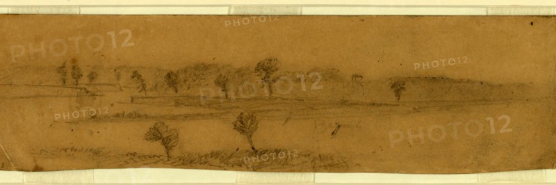 Near Butlers right on James river, 1863-1865, drawing, 1862-1865, by Alfred R Waud, 1828-1891, an american artist famous for his American Civil War sketches, America, US