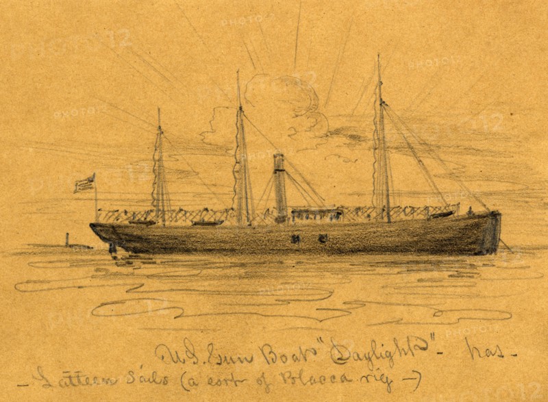 U.S. Gun Boat Daylight, between 1860 and 1865, drawing on brown paper pencil, 10.2 x 14 cm. (sheet), 1862-1865, by Alfred R Waud, 1828-1891, an american artist famous for his American Civil War sketches, America, US