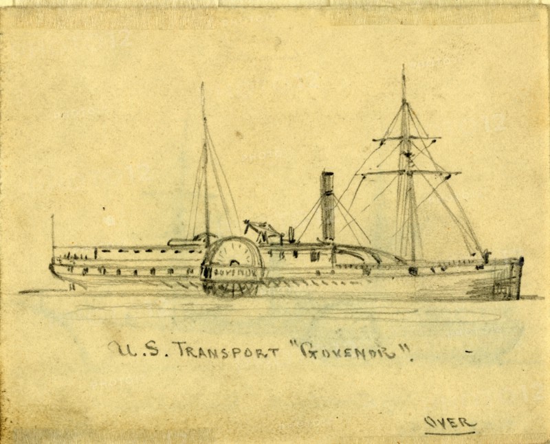 U.S. Transport Governor, between 1860 and 1865, drawing on tan paper pencil, 8.3 x 10.4 cm. (sheet), 1862-1865, by Alfred R Waud, 1828-1891, an american artist famous for his American Civil War sketches, America, US