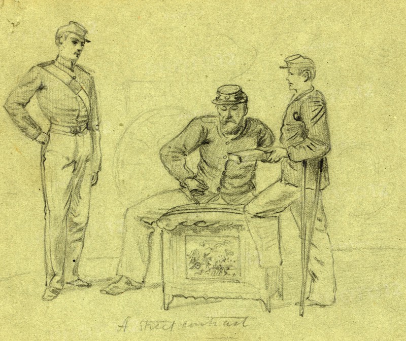 A street contrast, between 1860 and 1865, drawing on olive paper pencil, 13.4 x 16.0 cm. (sheet), 1862-1865, by Alfred R Waud, 1828-1891, an american artist famous for his American Civil War sketches, America, US