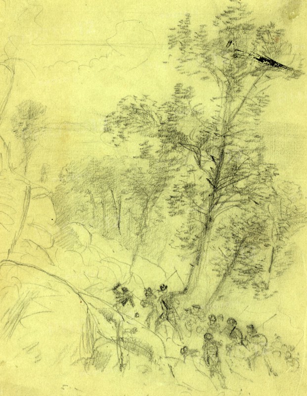 Federal troops at Dug Gap, 1864 May 8, drawing, 1862-1865, by Alfred R Waud, 1828-1891, an american artist famous for his American Civil War sketches, America, US
