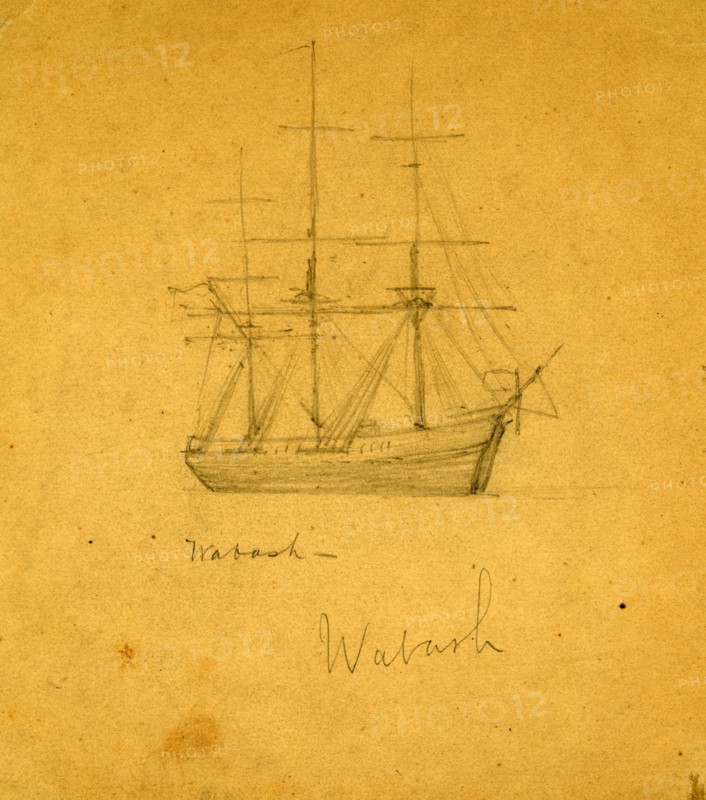 Wabash, between 1860 and 1865, drawing on cream paper pencil, 16.2 x 14.3 cm. (sheet),  1862-1865, by Alfred R Waud, 1828-1891, an american artist famous for his American Civil War sketches, America, US