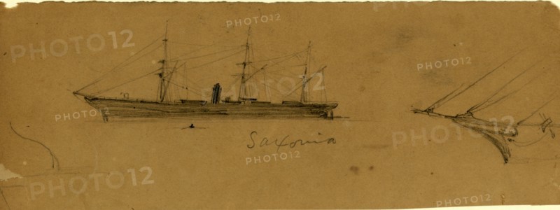 Saxonia, between 1860 and 1865, drawing on tan paper pencil, 7.9 x 22.9 cm. (sheet), 1862-1865, by Alfred R Waud, 1828-1891, an american artist famous for his American Civil War sketches, America, US