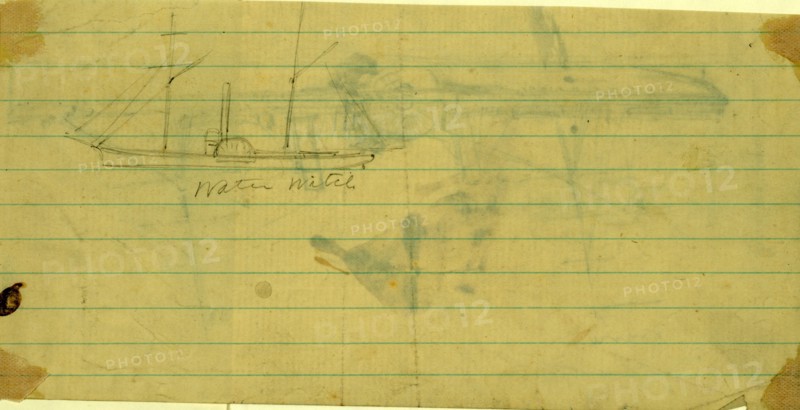 Water Witch, between 1860 and 1865, drawing on cream lined paper pencil, 9.6 x 20.3 cm. (sheet), 1862-1865, by Alfred R Waud, 1828-1891, an american artist famous for his American Civil War sketches, America, US