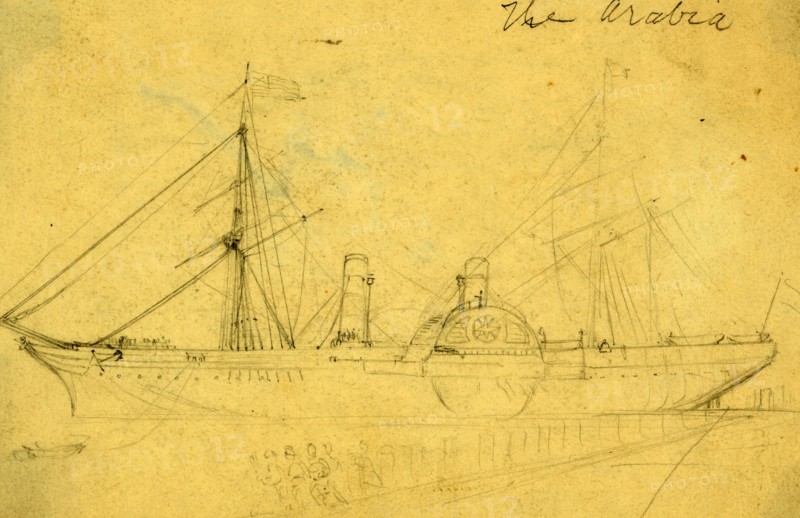 The Arabia by  Waud, Alfred R. (Alfred Rudolph), 1828-1891, artist, between 1860 and 1865, The Alfred Waud American Civil War Sketches Collection, 1862-1865, by Alfred R Waud, 1828-1891, an american artist famous for his American Civil War sketches, America, US