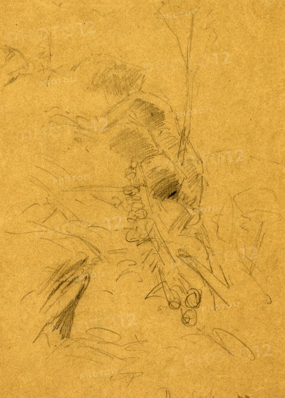 Dug Gap, 1864 May 8, drawing on brown paper pencil, 25.1 x 17.5 cm. (sheet), 1862-1865, by Alfred R Waud, 1828-1891, an american artist famous for his American Civil War sketches, America, US
