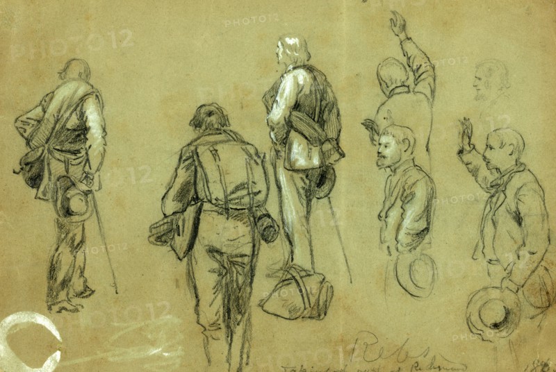 Rebs taking the oath at Richmond, 1865 April-May, drawing, 1862-1865, by Alfred R Waud, 1828-1891, an american artist famous for his American Civil War sketches, America, US