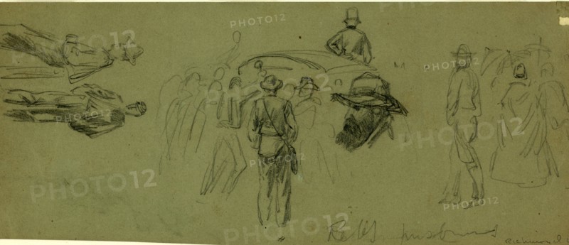 Rebs prisoners, drawing, 1862-1865, by Alfred R Waud, 1828-1891, an american artist famous for his American Civil War sketches, America, US