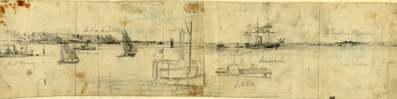 Indian Head, Md., drawing, 1862-1865, by Alfred R Waud, 1828-1891, an american artist famous for his American Civil War sketches, America, US