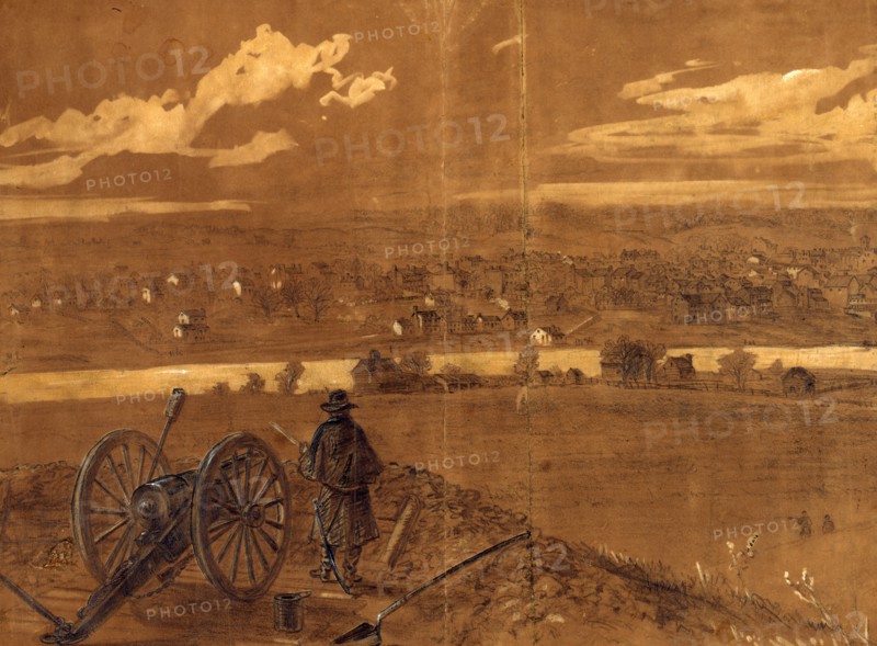 Fredericksburg, Va., drawing, 1862-1865, by Alfred R Waud, 1828-1891, an american artist famous for his American Civil War sketches, America, US