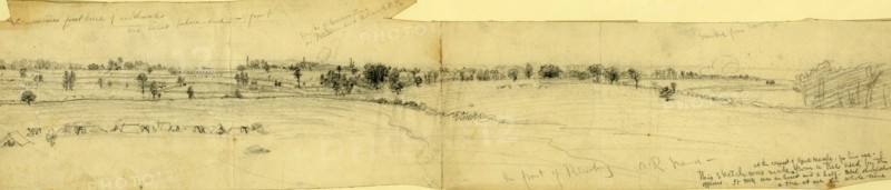 In front of Petersburg, drawing, 1862-1865, by Alfred R Waud, 1828-1891, an american artist famous for his American Civil War sketches, America, US