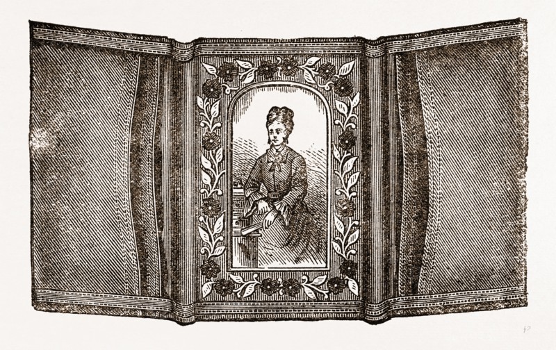 CASE FOR CARTES DE VISITE, NEEDLEWORK, 19th CENTURY EMBROIDERY