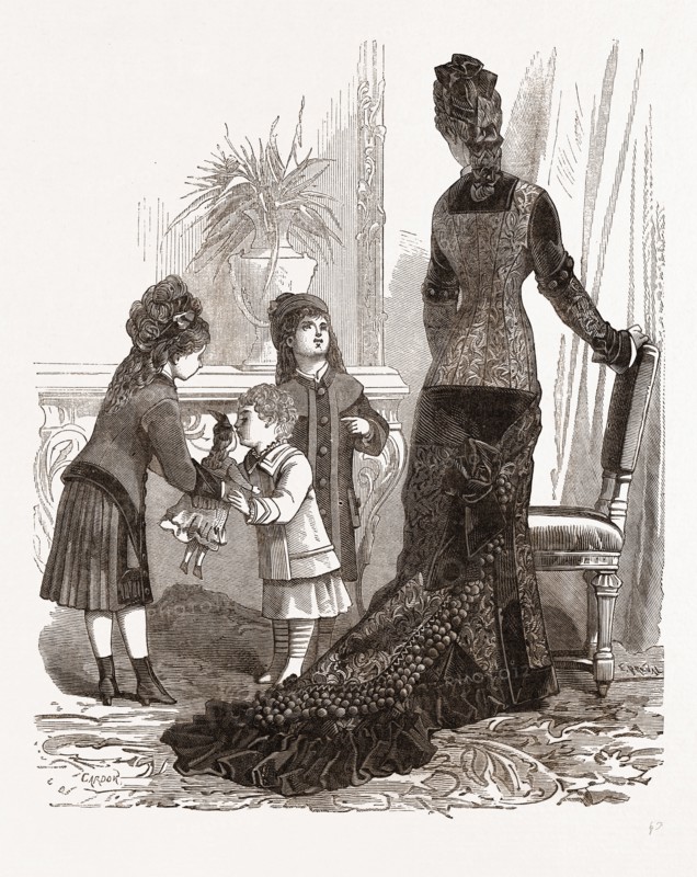 COSTUMES FOR A YOUNG MOTHER AND CHILDREN, 19th CENTURY FASHION