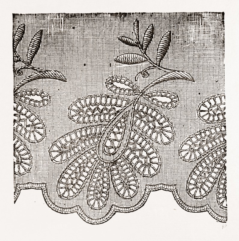 EMBROIDERED EDGING FOR UNDERLINEN, NEEDLEWORK, 19th CENTURY EMBROIDERY