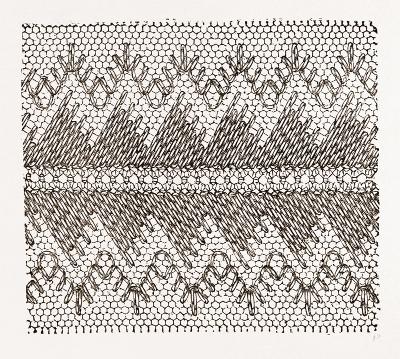 DESIGN FOR DARNING ON NET, NEEDLEWORK, 19th CENTURY EMBROIDERY