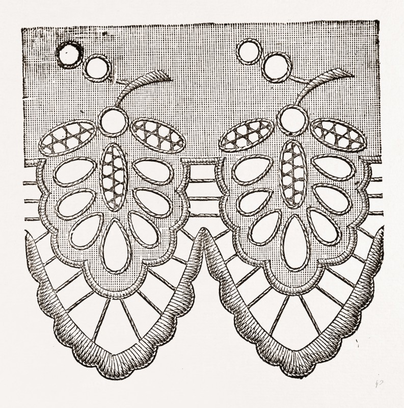 EMBROIDERED EDGING FOR UNDERLINEN, NEEDLEWORK, 19th CENTURY EMBROIDERY
