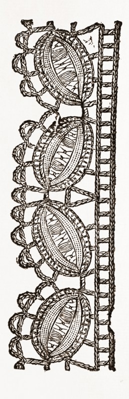 LACE EDGING FOR UNDERLINEN, NEEDLEWORK, 19th CENTURY EMBROIDERY