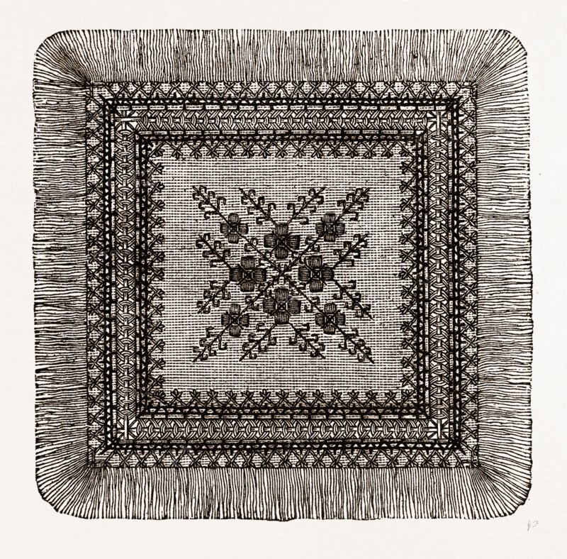AFTERNOON TEACLOTH, NEEDLEWORK, 19th CENTURY EMBROIDERY