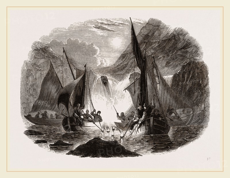 Salmon-spearing by Torchlight