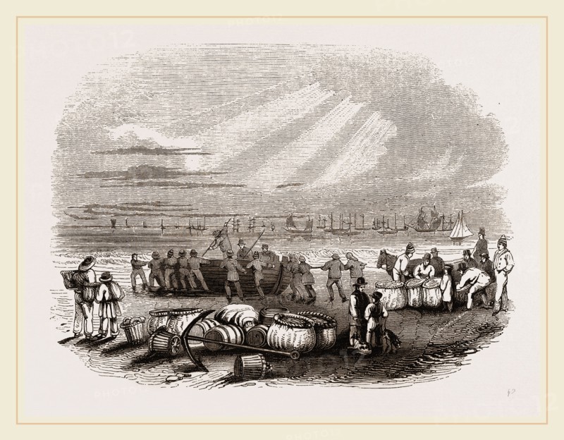 Herring-fishers on Yarmouth Beach, UK