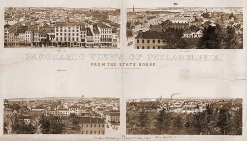 Panoramic views of Philadelphia, from the state house / drawn from nature by E. Whitefield.; W. Endicott & C., lithographer, Whitefield, Edwin, 1816-1892, artist