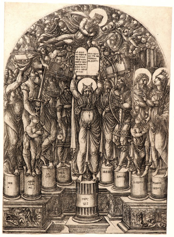 Jean Duvet (French, 1485 - ca. 1570). Moses Receiving the Two Tables of Law, 16th century. Engraving. Second state.