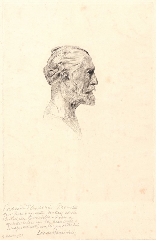 Auguste Rodin (French, 1840 - 1917). Portrait of Antonin Proust. Drypoint. Fourth state.