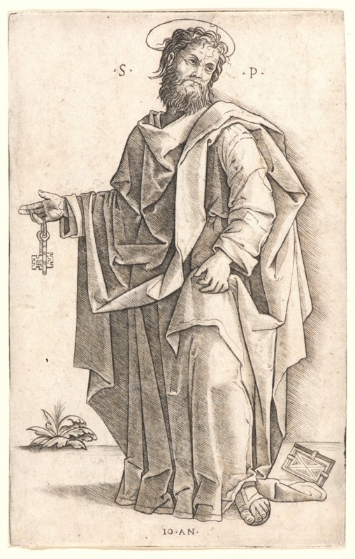 Giovanni Antonio da Brescia (Italian, active ca. 1490â€ì1520). Saint Peter. Engraving.