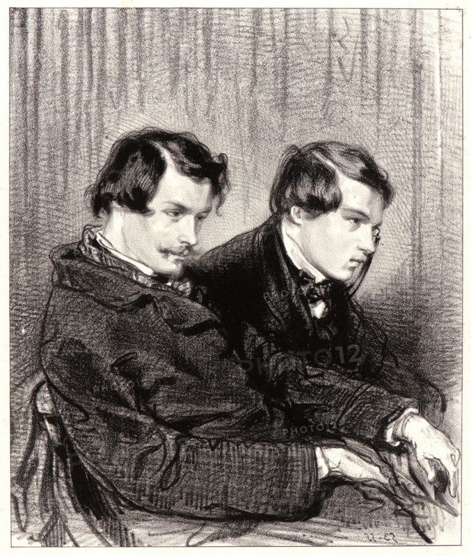Paul Gavarni (aka Hippolyte-Guillaume-Sulpice Chevalier, French, 1804 - 1866). Messieurs du Feuilleton, 19th century. Lithograph on India paper. First state, before letters.