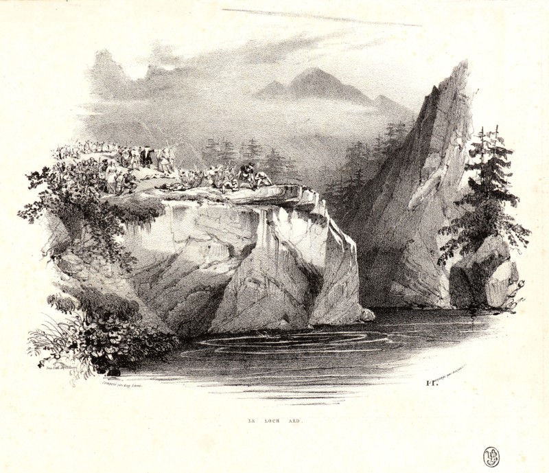 EugÃ¨ne Louis Lami (French, 1800 - 1890). Le Loch Ard, 1821. Lithograph.