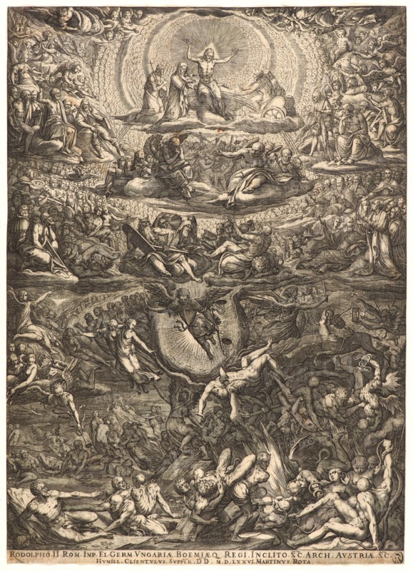 After a design by Martino Rota (Italian, ca. 1520 - 1583). The Last Judgement, 1576. Engraving.