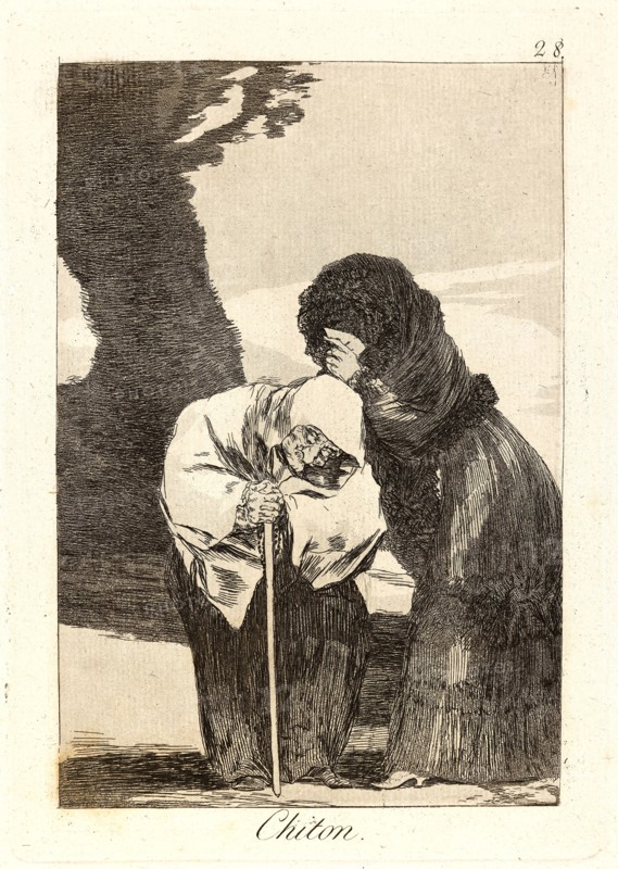 Francisco de Goya (Spanish, 1746-1828). Chiton. (Hush.), 1796-1797. From Los Caprichos, no. 28. Etching, aquatint, and burin. Plate: 215 mm x 150 mm (8.46 in. x 5.91 in.).