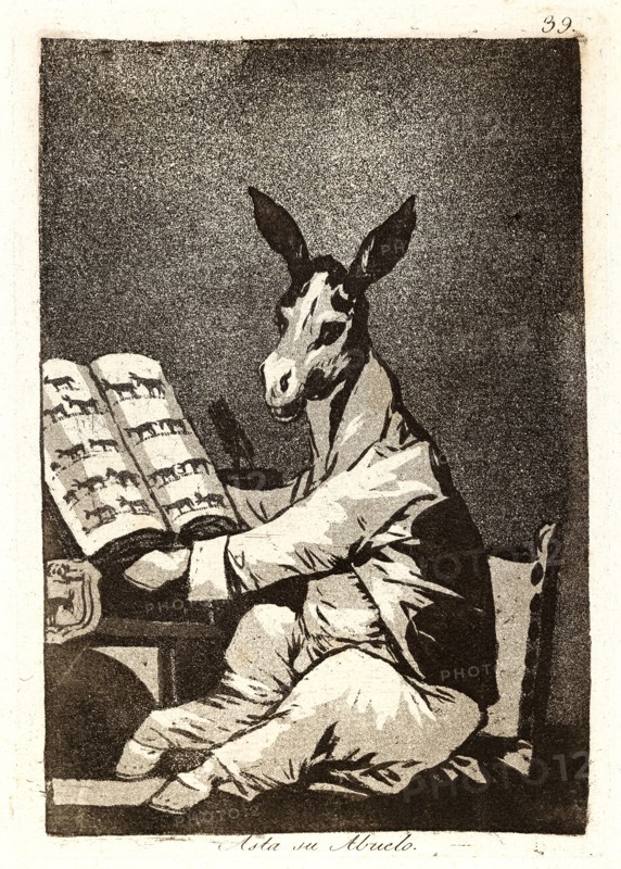 Francisco de Goya (Spanish, 1746-1828). Asta su Abuelo. (And so was his grandfather.), 1796-1797. From Los Caprichos, no. 39. Aquatint. Plate: 213 mm x 150 mm (8.39 in. x 5.91 in.). First state.