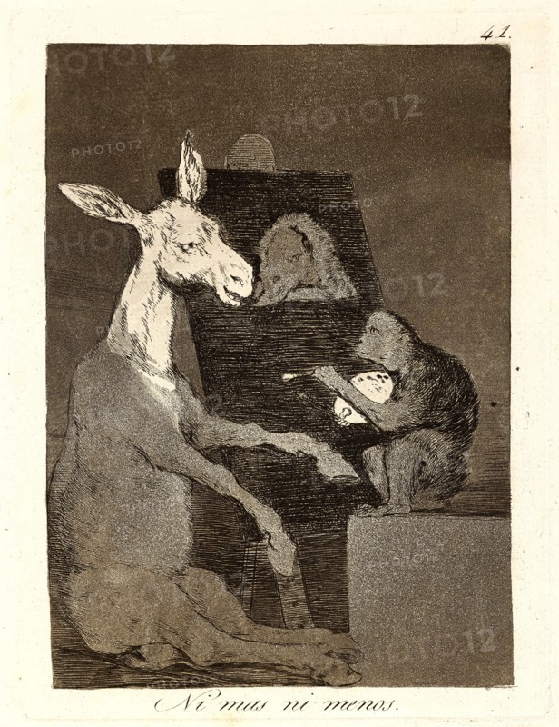 Francisco de Goya (Spanish, 1746-1828). Ni mas ni menos. (Neither more nor less.), 1796-1797. From Los Caprichos, no. 41. Etching, burnished aquatint, drypoint, and burin. Plate: 196 mm x 149 mm (7.72 in. x 5.87 in.). Second state.