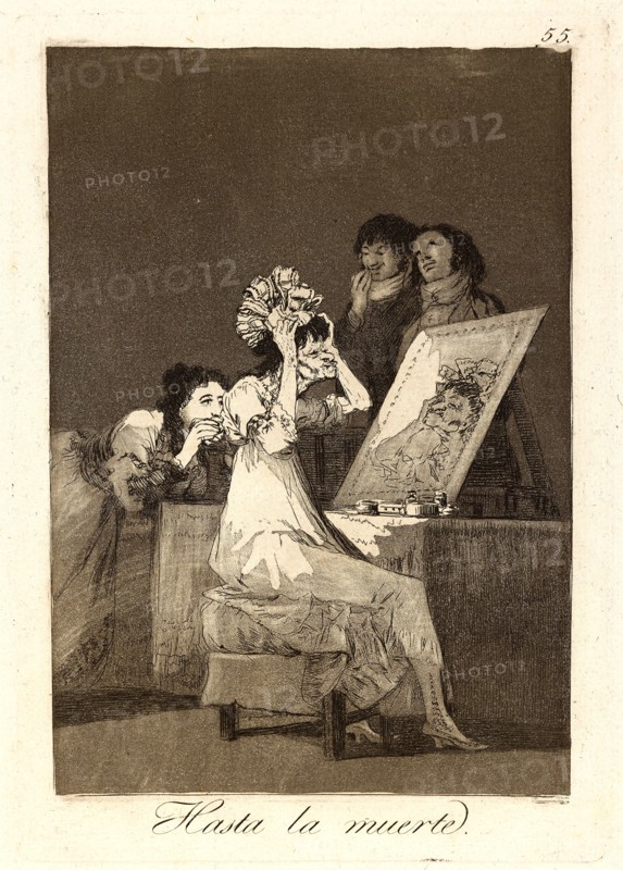 Francisco de Goya (Spanish, 1746-1828). Hasta la muerte. (Until death.), 1796-1797. From Los Caprichos, no. 55. Etching, burnished aquatint, and drypoint on cream laid paper. Plate: 215 mm x 150 mm (8.46 in. x 5.91 in.).