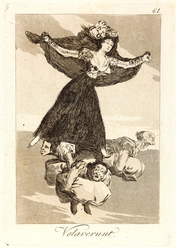 Francisco de Goya (Spanish, 1746-1828). Volaverunt. (They have flown.), 1796-1797. From Los Caprichos, no. 61. Etching, aquatint, and drypoint on cream laid paper. Plate: 215 mm x 150 mm (8.46 in. x 5.91 in.).