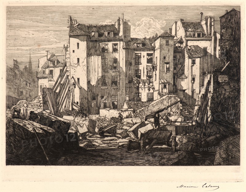 Maxime Lalanne (French, 1827 - 1886). Demolition for the Building of the Rue des Ecoles (Démolitions pour le percement de la rue des Ãâcoles), 19th century. Etching. Second state.