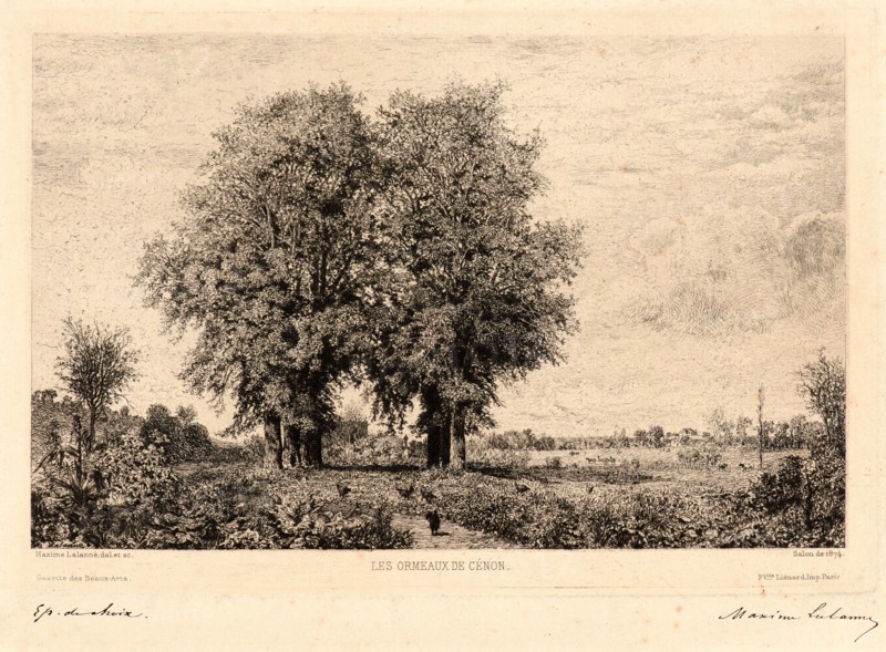 Maxime Lalanne (French, 1827 - 1886). The Elms of Cenon (Les Ormeaux de Cénon), 19th century. Etching.