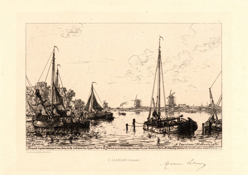 Maxime Lalanne (French, 1827 - 1886). Ã€ Zaandam (Hollande), 1877. Etching.