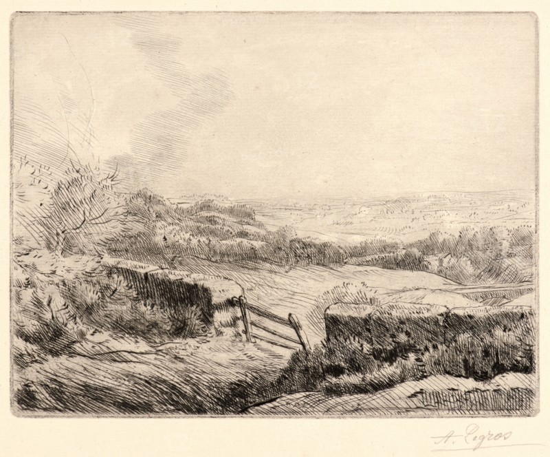 Alphonse Legros (French, 1837 - 1911). Entrance to the Field (L'Entree du Champ). Etching. Second of two states.