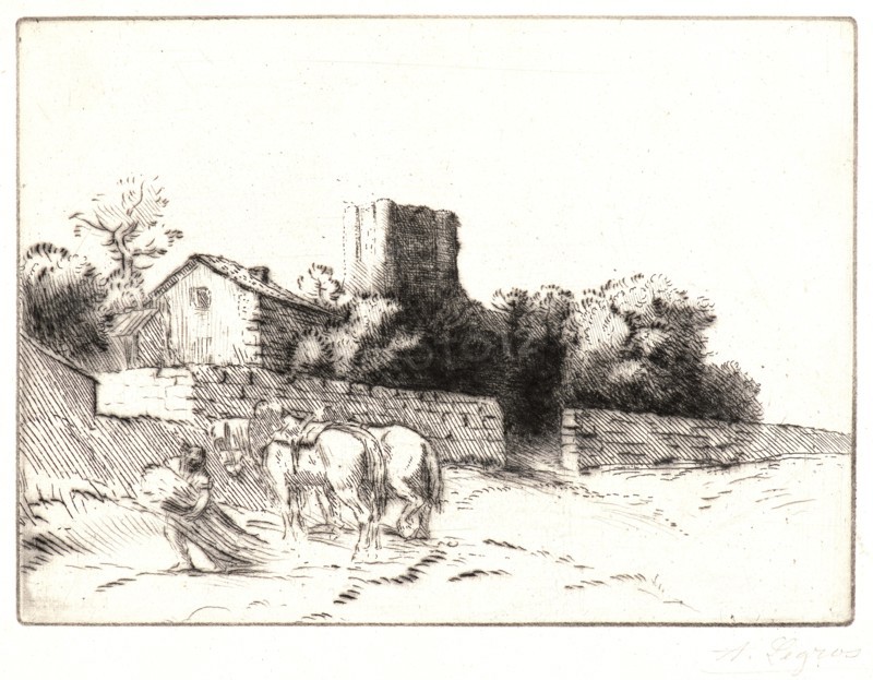 Alphonse Legros (French, 1837 - 1911). The Parsonage Wall (Mur de PresbytÃ¨re). Etching and drypoint.