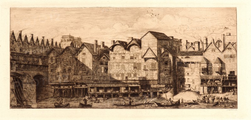 Edmond Gosselin (French, 19th century) after Charles Meryon (French, 1821 - 1868). Partie de le Cite, 1881. From Eaux- Fortes sur Paris d'aprÃ¨s C. Meryon. Etching.