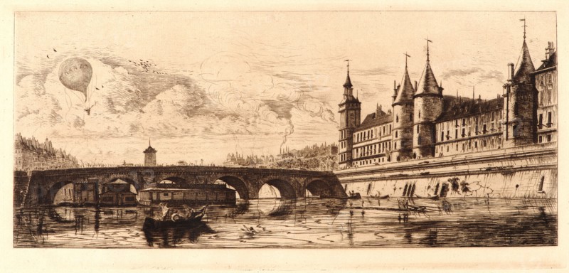 Edmond Gosselin (French, 19th century) after Charles Meryon (French, 1821 - 1868). Le Pont-au-Change, 1881. From Eaux- Fortes sur Paris d'aprÃ¨s C. Meryon. Etching.