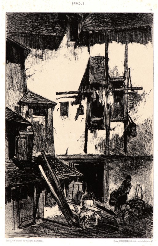 Louis Adolphe Hervier (French, 1818 - 1879). Baraque, 1852. Lithograph.