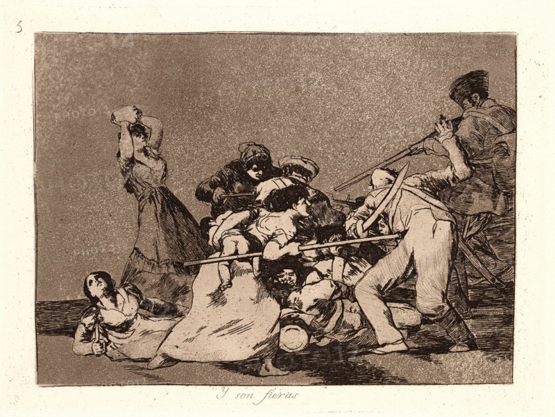 Francisco de Goya (Spanish, 1746-1828). And They Are Like Wild Beasts (Y Son Fieras), 1810-1815, printed 1863. From The Disasters of War (Los Desastres de la Guerra). Etching and aquatint.