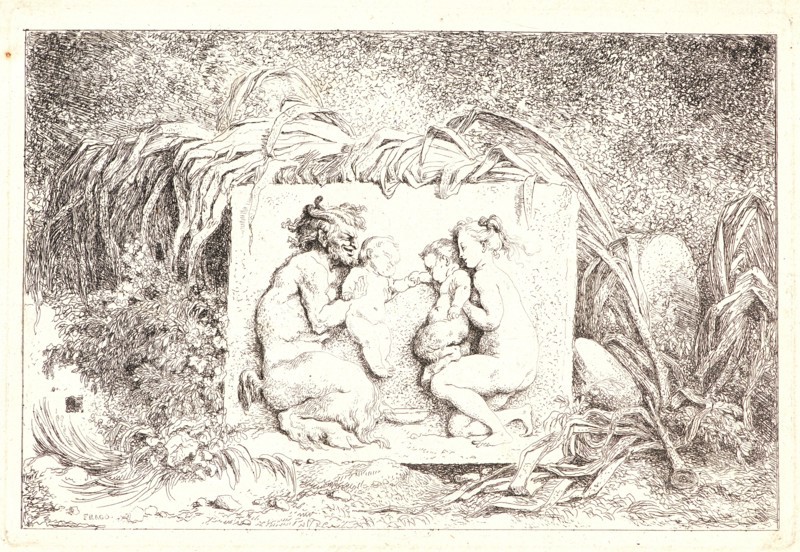 Jean-Honoré Fragonard (French, 1732-1806). Nymph Astride a Satyr, 1763. From Bacchanales. Etching on laid paper. Plate: 143 mm x 210 mm (5.63 in. x 8.27 in.). First of two states.