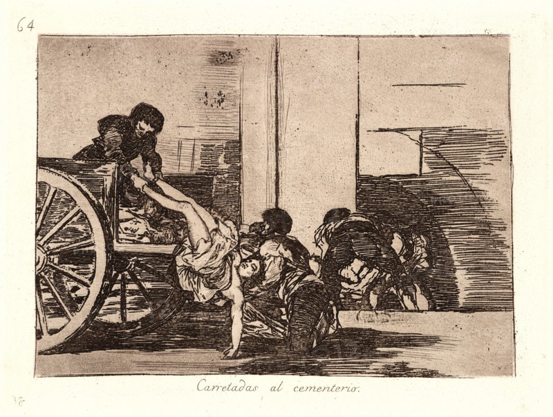 Francisco de Goya (Spanish, 1746-1828). Cartloads to the Cemetery (Carretadas al Cemeterio), 1810-1815, printed 1863. From The Disasters of War (Los Desastres de la Guerra). Etching and aquatint.