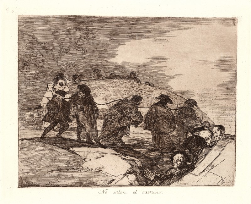 Francisco de Goya (Spanish, 1746-1828). They Do Not Know the Way (No Saben el Camino), 1810-1815, printed 1863. From The Disasters of War (Los Desastres de la Guerra). Etching and aquatint.