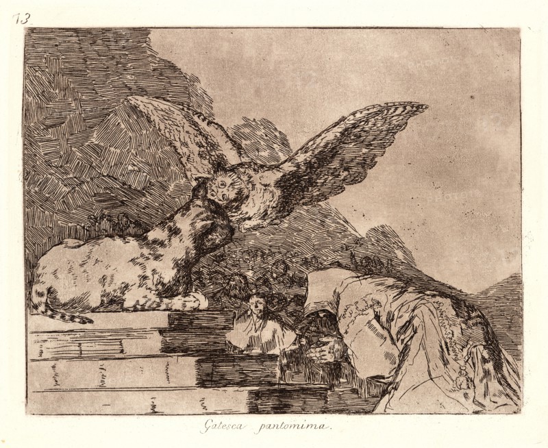 Francisco de Goya (Spanish, 1746-1828). Feline Pantomine (Gatesca Pantomima), 1810-1815, printed 1863. From The Disasters of War (Los Desastres de la Guerra). Etching and aquatint.