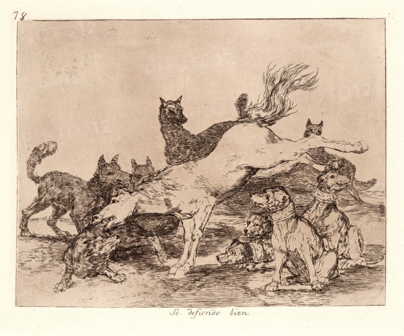 Francisco de Goya (Spanish, 1746-1828). He Defends Himself Well (Se Defiende Bien), 1810-1815, printed 1863. From The Disasters of War (Los Desastres de la Guerra). Etching and aquatint.